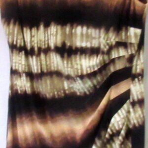 Anne Klein Ruched Brown and Tan Dress, Size 10, Fully Lined,               E1114